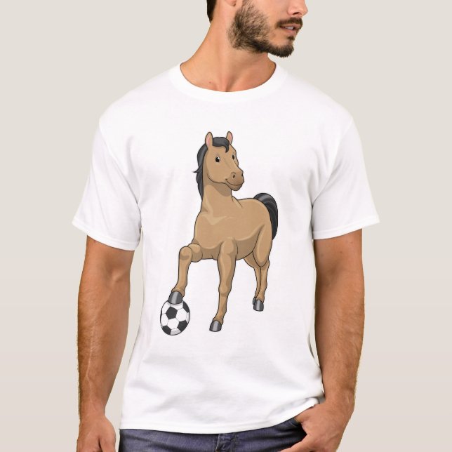 Camiseta Caballo como jugador de fútbol con fútbol (Anverso)