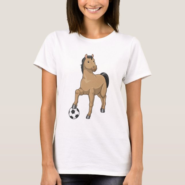 Camiseta Caballo como jugador de fútbol con fútbol (Anverso)