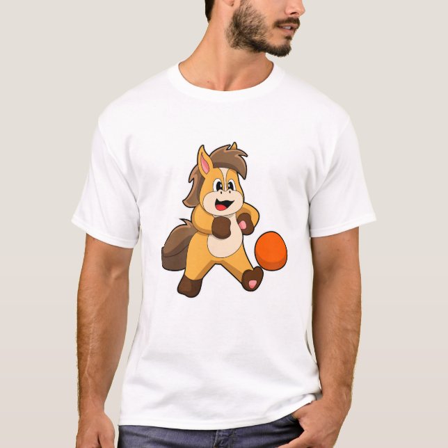 Camiseta Caballo como jugador de fútbol con pelota de fútbo (Anverso)