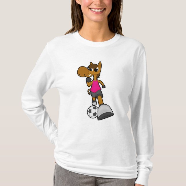 Camiseta Caballo como jugador de fútbol con pelota de fútbo (Anverso)