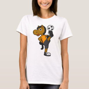 Camiseta Caballo como jugador de fútbol con pelota de fútbo