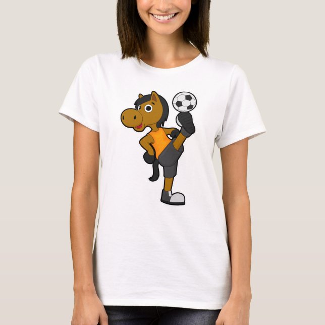 Camiseta Caballo como jugador de fútbol con pelota de fútbo (Anverso)