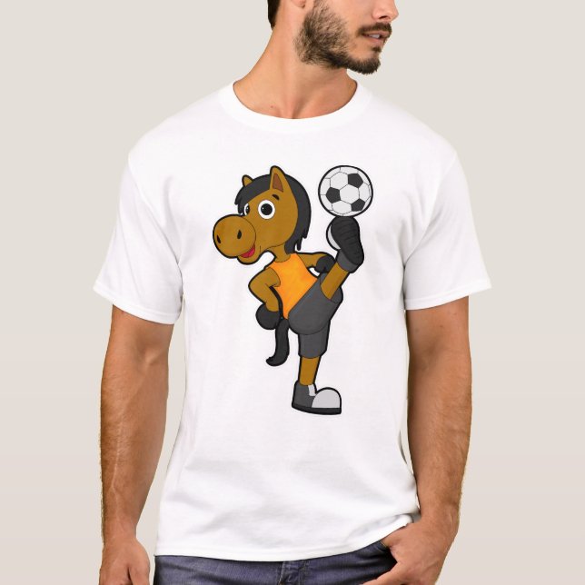 Camiseta Caballo como jugador de fútbol con pelota de fútbo (Anverso)