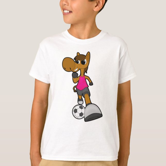 Camiseta Caballo como jugador de fútbol con pelota de fútbo (Anverso)