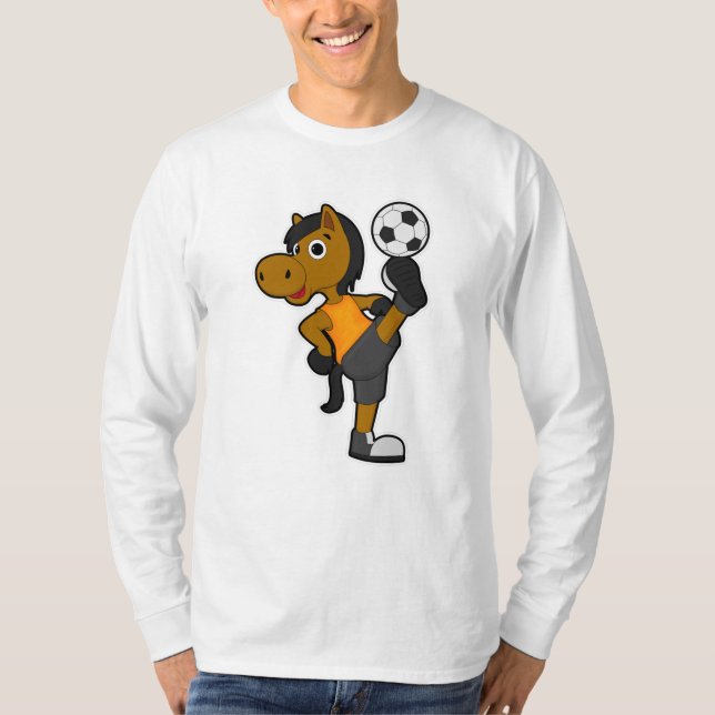 Camiseta Caballo como jugador de fútbol con pelota de fútbo (Anverso)