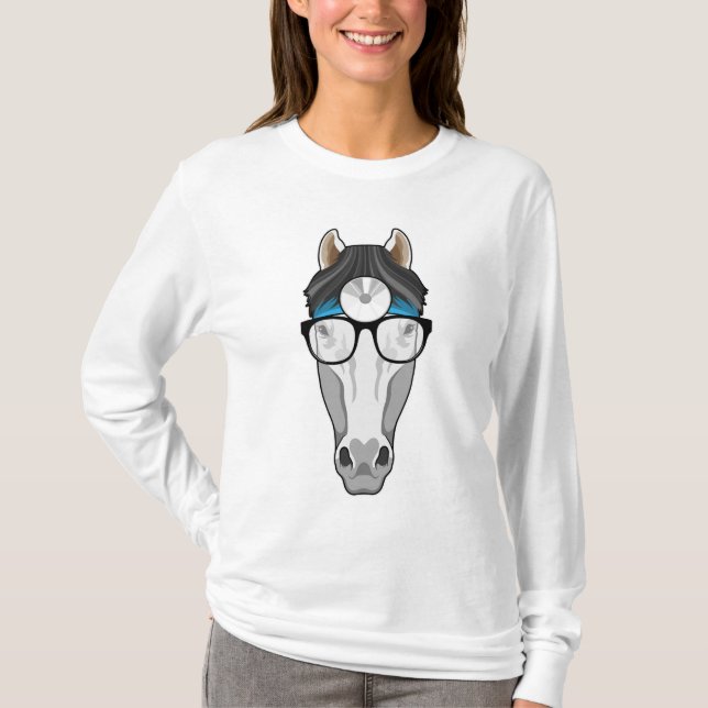 Camiseta Caballo como Médica con anteojos (Anverso)