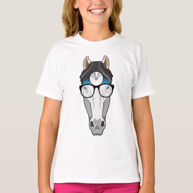 Camiseta Caballo como Médica con anteojos (Anverso)
