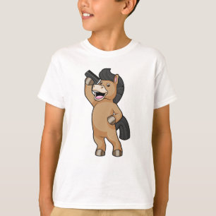Camiseta Caballo como peluquero con comb