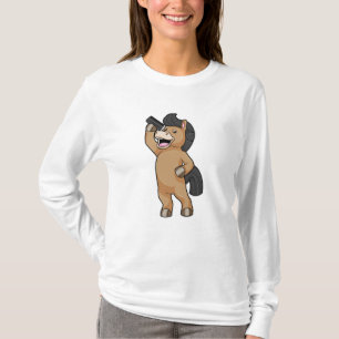 Camiseta Caballo como peluquero con comb