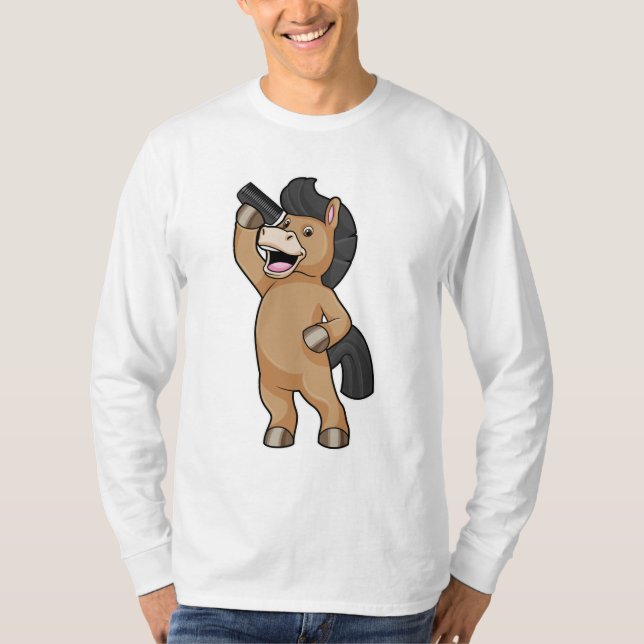 Camiseta Caballo como peluquero con comb (Anverso)