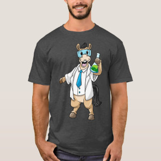 Camiseta Caballo como químico con gafas y tubo de ensayo