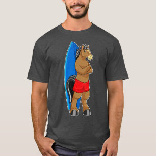 Camiseta Caballo Como Surfista Con Surfboard