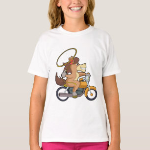 Camiseta Caballo como Vaquero con Lasso y Motocicleta