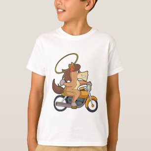Camiseta Caballo como Vaquero con Lasso y Motocicleta