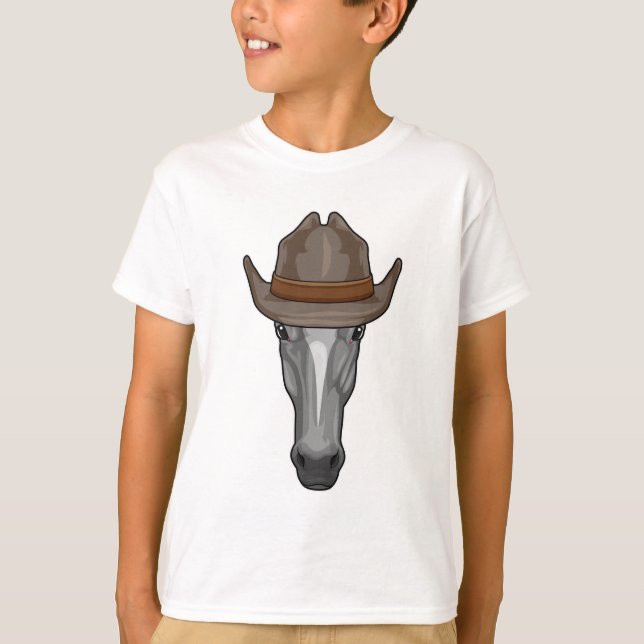 Camiseta Caballo como Vaquero con Sombrero (Anverso)