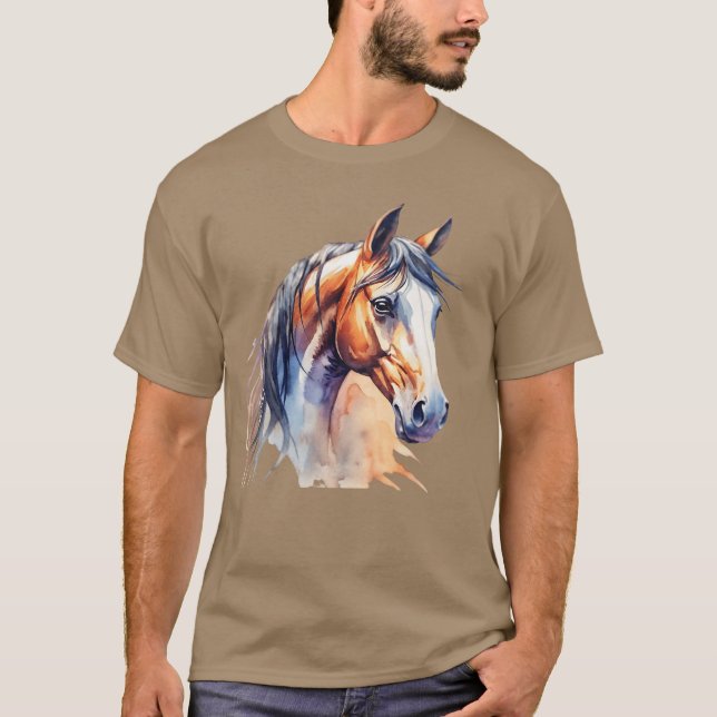 Camiseta Caballo con chica acuarela (Anverso)