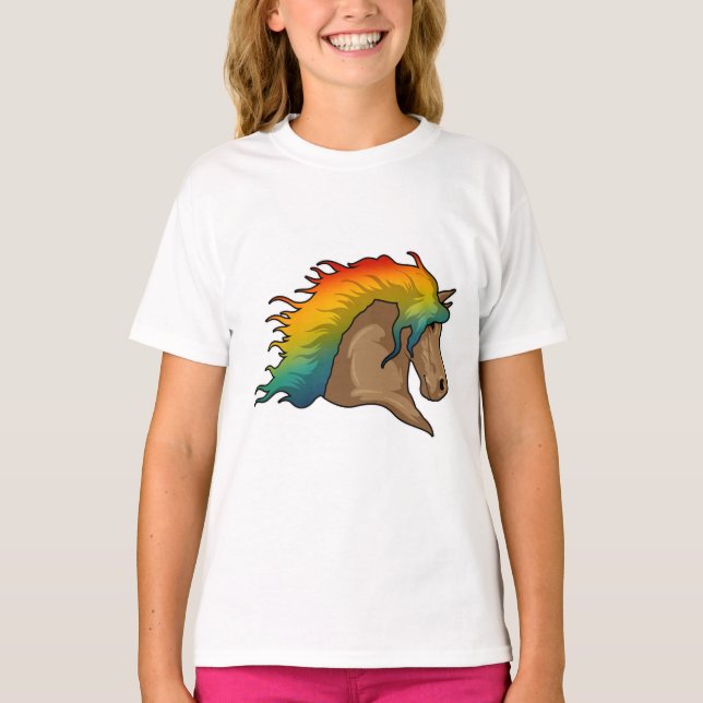 Camiseta Caballo con el pelo arcoiris (Anverso)