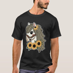 Camiseta Caballo con Flores Caballo de Montar Lindo