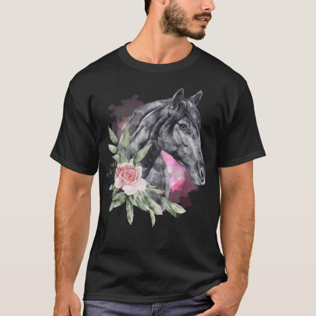 Camiseta Caballo con los animales de la flor sabrina (Anverso)