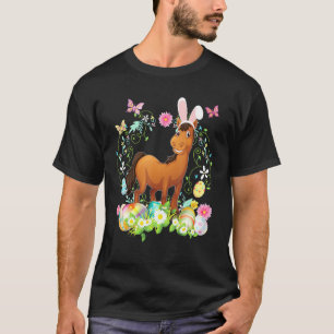 Camiseta Caballo conejo Feliz Día de Pascua Caza de Huevos