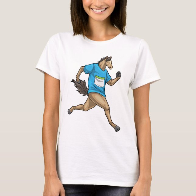 Camiseta Caballo Corredor Deportes de Carrera (Anverso)