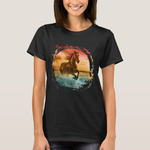 CAMISETA CABALLO CORRIENDO EN PAISAJE MARINO COSTERO
