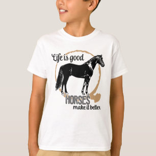 Camiseta Caballo Corto Amante de Caballos Ecuestres Granja 