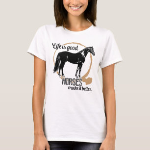 Camiseta Caballo Corto Amante de Caballos Ecuestres Granja