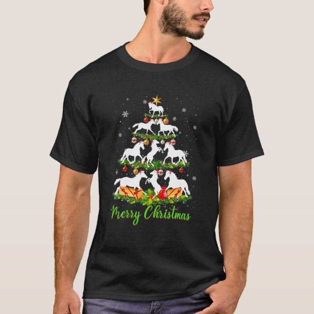 Camiseta Caballo de Árbol de Navidad Amante X-Mas Regalo (Anverso)