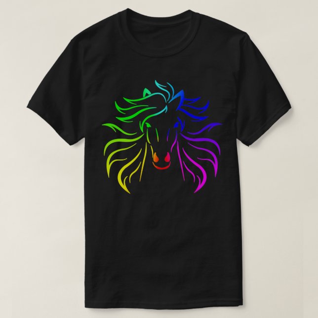 Camiseta Caballo de arco iris ecuestre (Diseño del anverso)