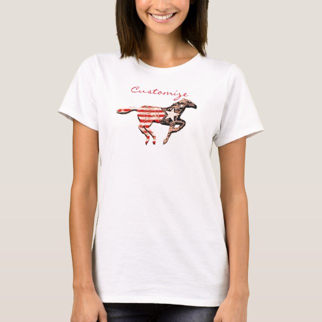 Camiseta Caballo de Bandera Americana que ejecuta Thunder_C (Anverso)