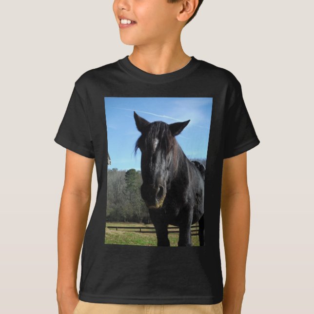 Camiseta Caballo de Borrador Negro rescatado (Anverso)
