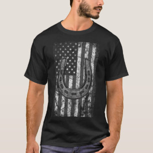 Camiseta Caballo De Caballo Ss Cuidada Bandera Estadouniden