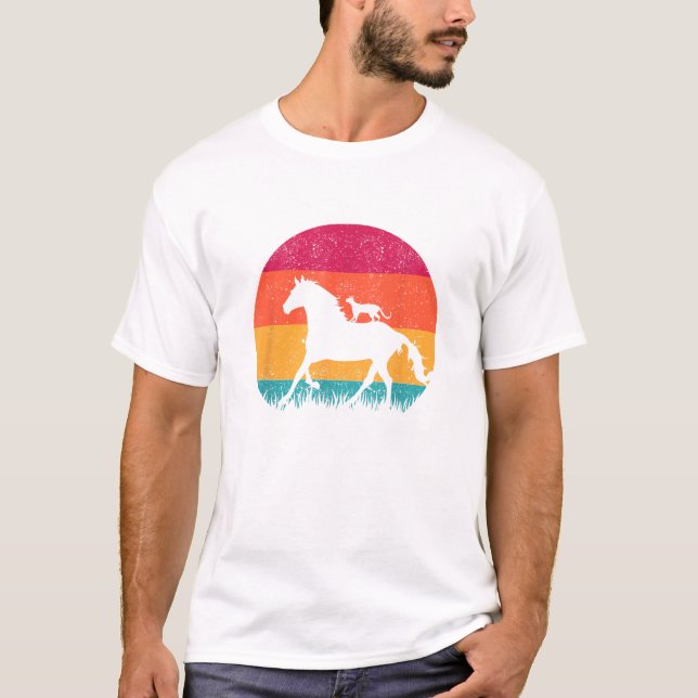 Camiseta Caballo de caballos montando un gato montado Cabal (Anverso)