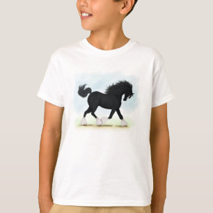 Camiseta Caballo de camisas negras con fuego y medias
