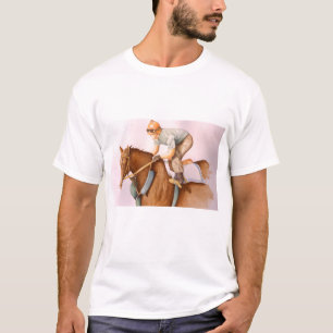 Camiseta Caballo de carreras y jinete acuarela