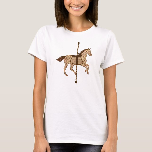 Camiseta Caballo de carrusel - Marrón chocolate y Tan (Anverso)