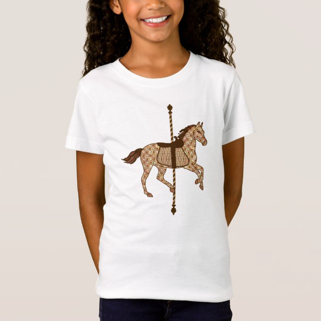 Camiseta Caballo de carrusel - Marrón chocolate y Tan (Anverso)