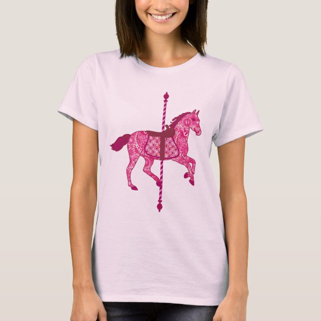 Camiseta Caballo de carrusel - rosa de la fucsia (Anverso)