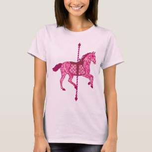 Camiseta Caballo de carrusel - rosa de la fucsia