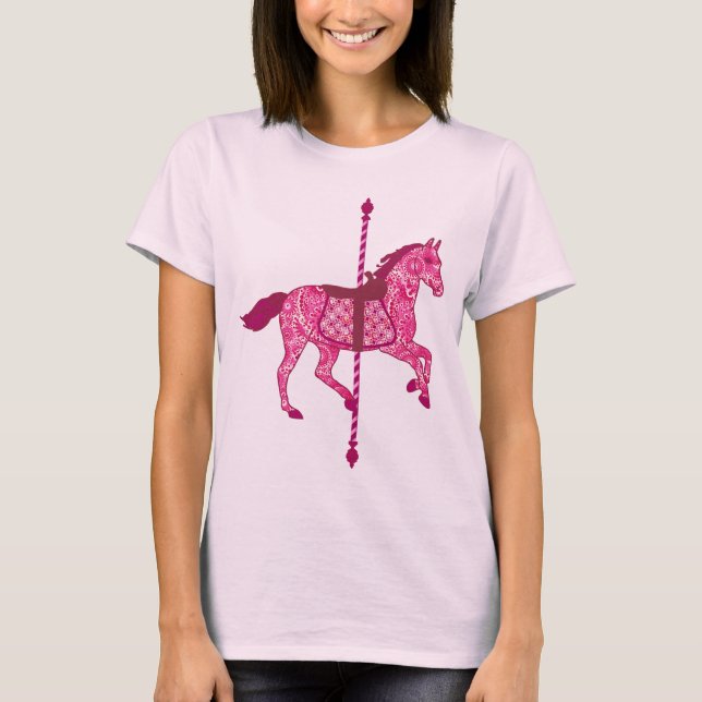 Camiseta Caballo de carrusel - rosa de la fucsia (Anverso)