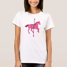 Camiseta Caballo de carrusel - rosa de la fucsia