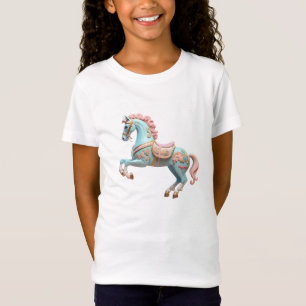 Camiseta Caballo de carrusel rosa y azul