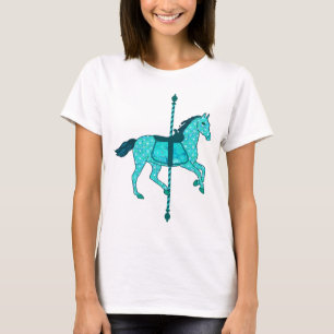 Camiseta Caballo de carrusel - Turquesa y Aqua