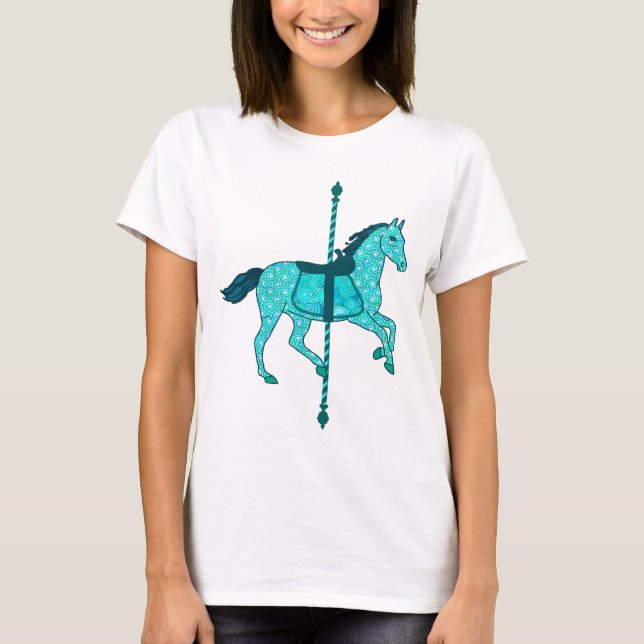 Camiseta Caballo de carrusel - Turquesa y Aqua (Anverso)