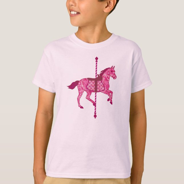 Camiseta Caballo de Carusel - Rosa Fuchsia (Anverso)