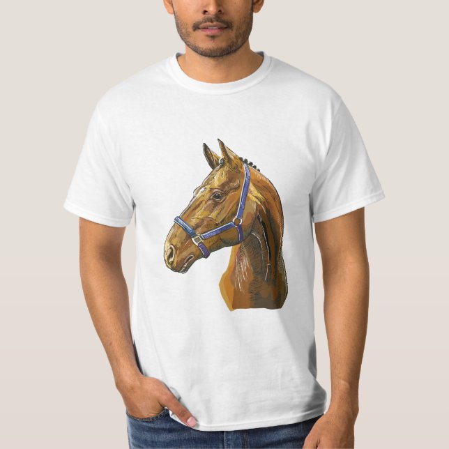 Camiseta Caballo de castaño de dibujo a mano (Anverso)