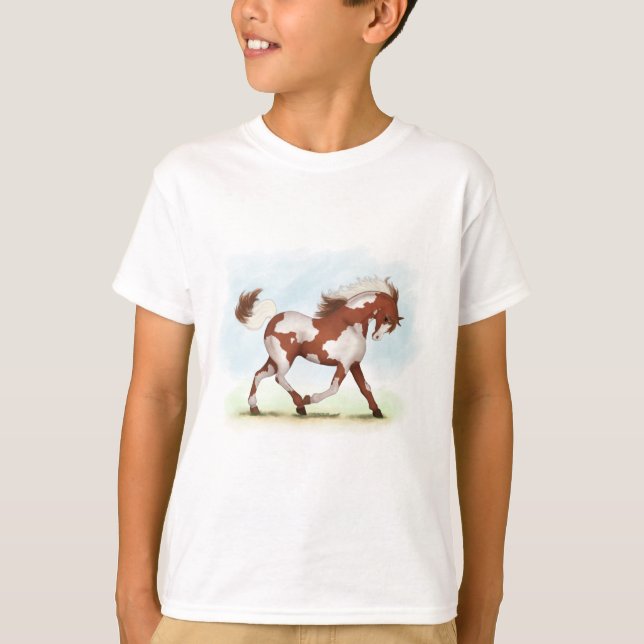 Camiseta Caballo de castaño sobre el bosque (Anverso)