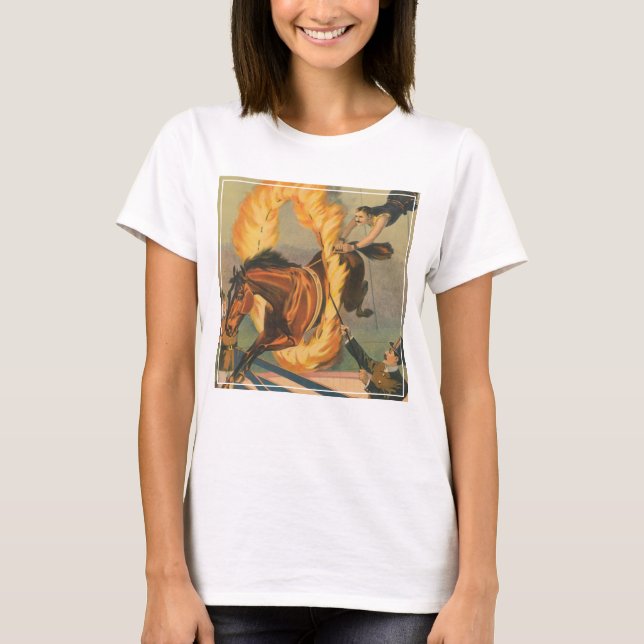 Camiseta Caballo De Circo Saltando Por Un Carrote Flamante (Anverso)