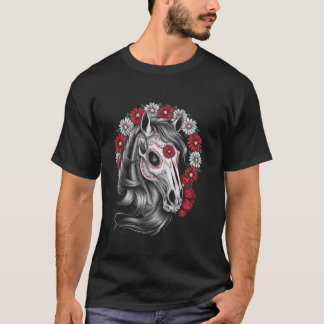 Camiseta Caballo de cráneo de Halloween para hombres mujere
